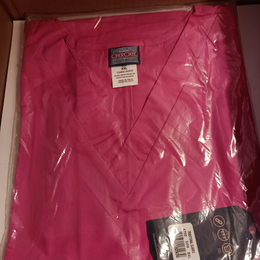 Cherokee Scrub Pink Women's Top NWT 5X Still In Wrapping